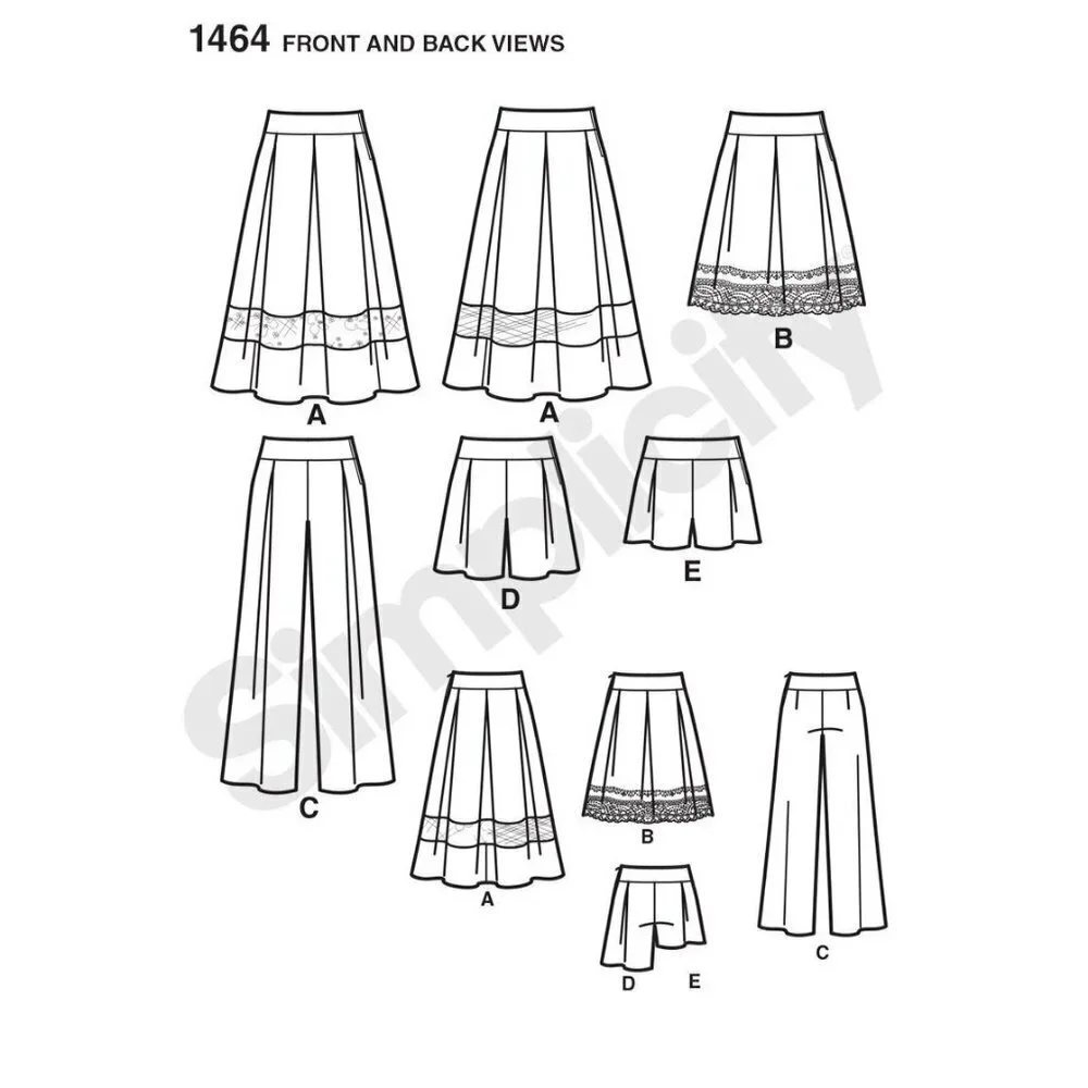 Simplicity Sewing Pattern 1464 Skirt Shorts Misses Size‎ 4-12